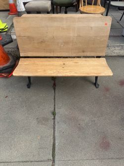Wooden Bench with Cast Iron Legs