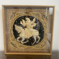 VINTAGE BURMESE KALAGA TAPESTRY HAND EMBROIDERED Farmed