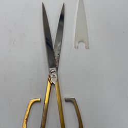 Vintage AS Italian Tailor Shears Inox Croma Forged Steel Italy Gold Handle Scissors