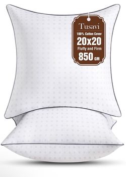 Decorative Pillow Inserts Set of 2, White 100% Cotton Pillow Inserts, 20x20 -NWT