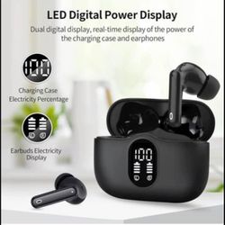 Brandnew Wireless Earbuds Bluetooth Headphones LED Power Display Earphones Active Noise Cancelling Earbuds Hi-Fi Stereo Sound Ear Buds in-Ear Headphon