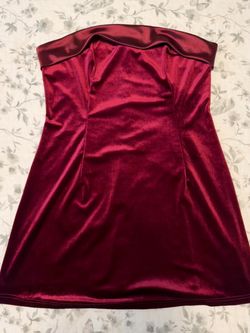 Burgundy strapless dress