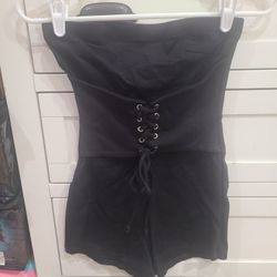 Black, Corset Look Romper.