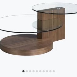 Glass & Wood Coffee Table Cocktail Table