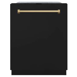 ZLINE Kitchen and Bath Autograph Edition 24 in. Tor Contro 8. •Ccle Tall Tub Dishwasher w/ Black Stainless Steel & Champagne Bronze