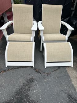Patio Lounge Chairs with Ottomans Set of 2