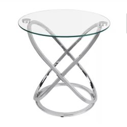 Galaxy Chrome and Tempered Glass Round End Table