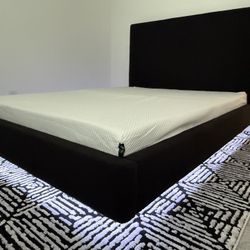 New Queen Black Bed Frame W LED And Mattress 