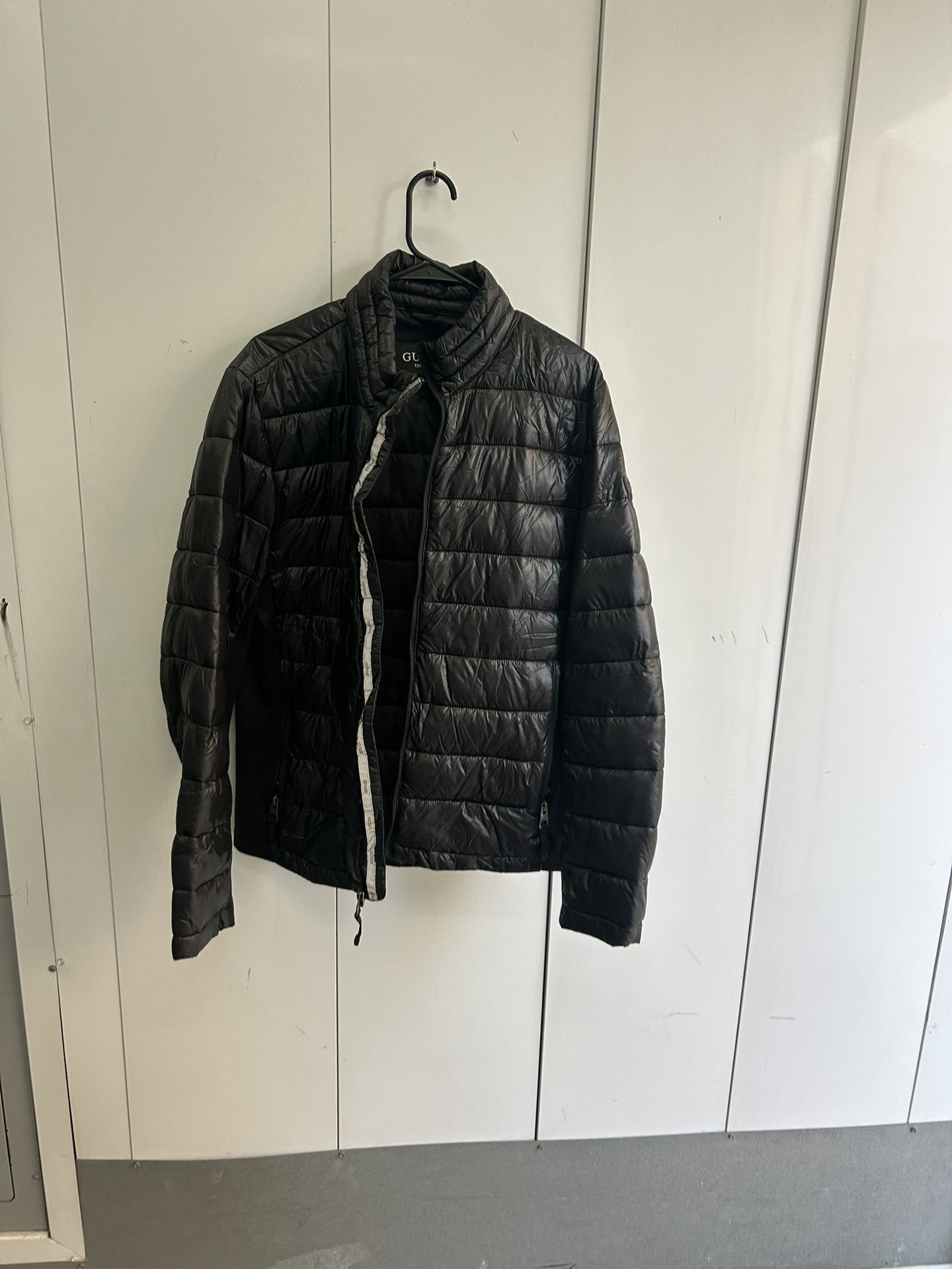 Jacket Guess Men Jacket mediumBlack Long Sleeve Full Zip Lightweight