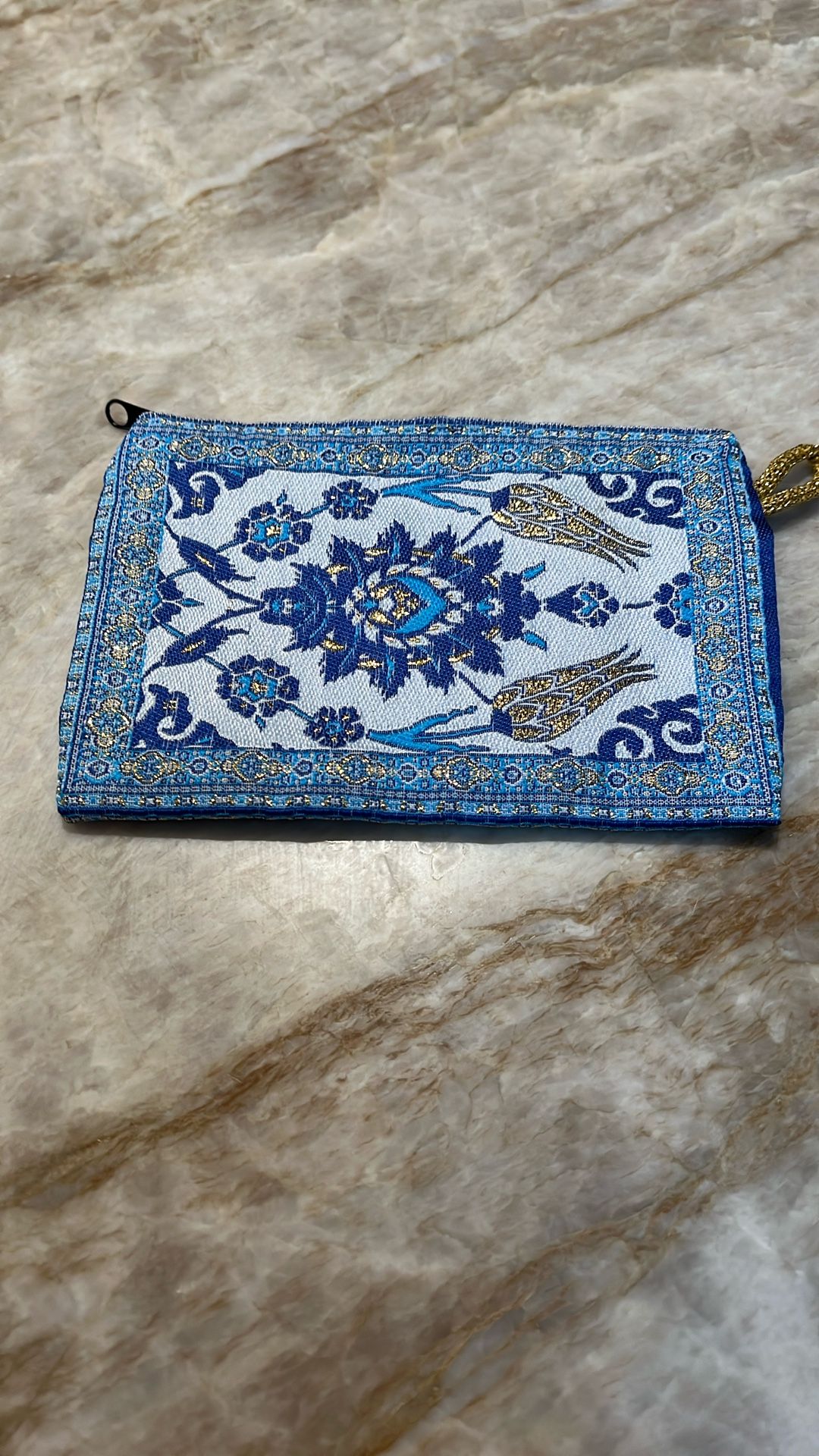 A Blue Coin Purse With Filigree Made In India