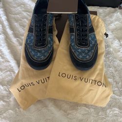 lv blue denim shoes