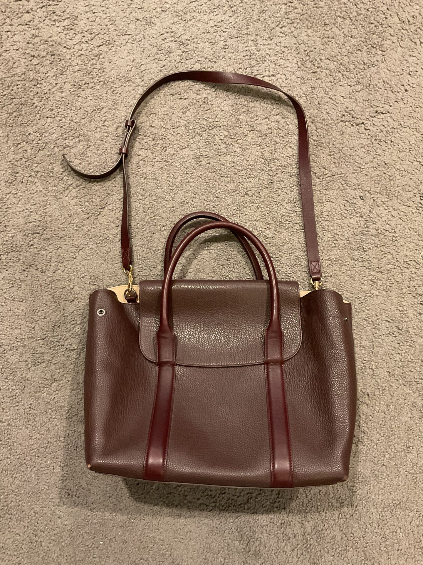 Cuyana Huge Brown Leather Satchel Tote Bag Luggage Crossbody Purse XMAS