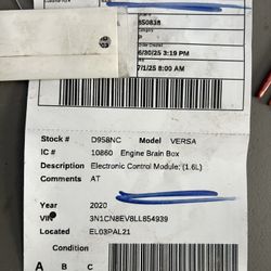 2020 Nissan Versa ECU