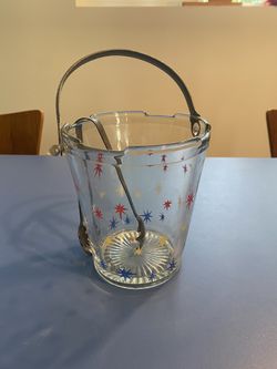 Vintage Glass Ice Bucket Stars Party