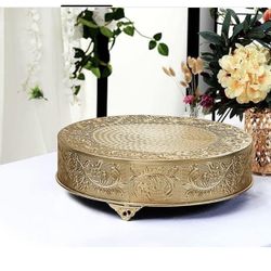 Gold Round Cake Stand Vase New!! 18” Still In  Box 
