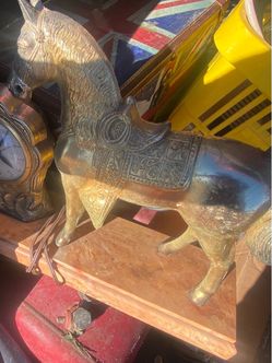 Vintage Brass Horse Figurine with Saddle