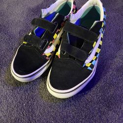 Vans Checkerboard Neon Glow Hook & Loop Sneakers Juniors/Youth Size 3