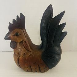 Hand Carved Folk Art Wooden Painted Rooster 6”