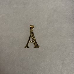 10k Real Gold Nugget Letter Pendant Charm A