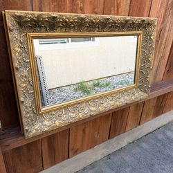 Vintage Ornate Gold Wall Mirror – Baroque Style 26” x 15”