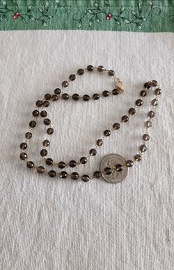 925 sterling smokey quartz necklace