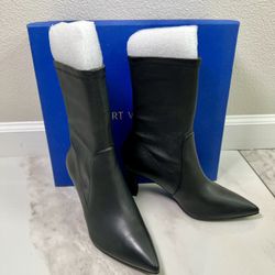 Stuart Weitzman Black Leather Boot 75