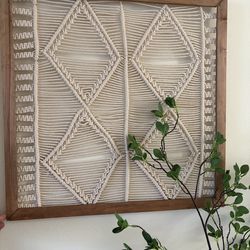 Boho frame wall decor home beach bohemian style wood woven frame