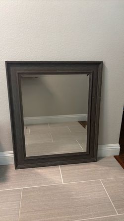 Rectangular Wall Mirror Dark Wood Frame