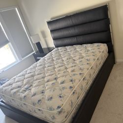 Queen Bed Frame + Matress/box Spring + Night Stand 