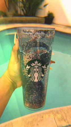 Starbucks globe glitter cup