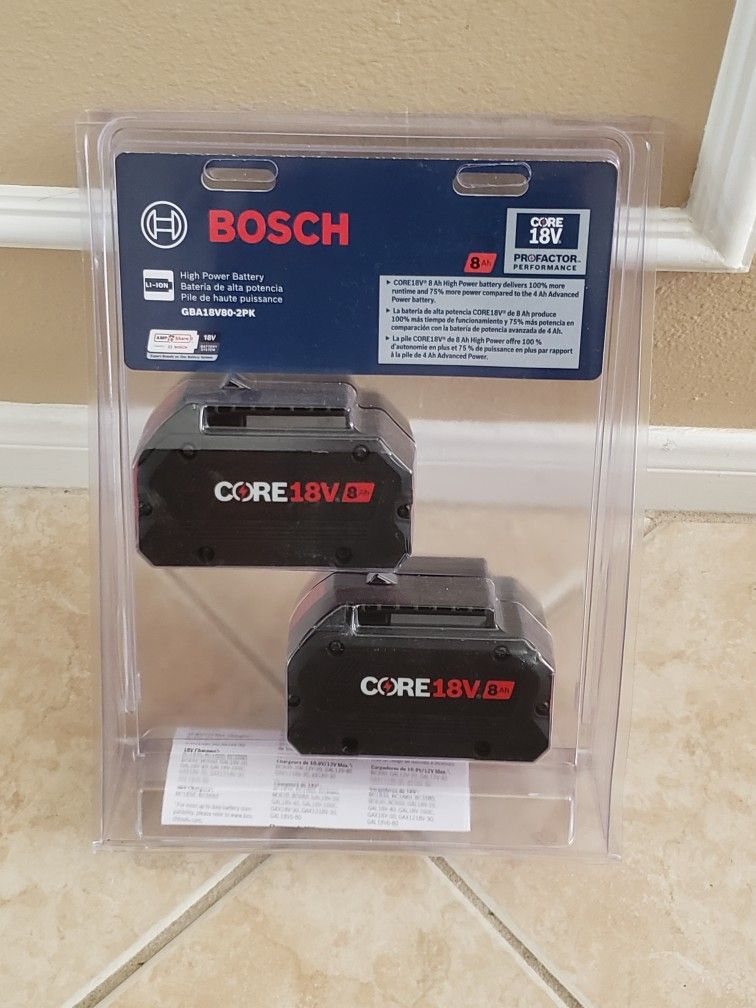 Bosch 18V  Profactor 2 Packs 8AH Lithium Battery- NEW