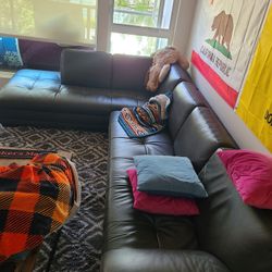 Black Leather Couch. 8x12. Cash Only. 