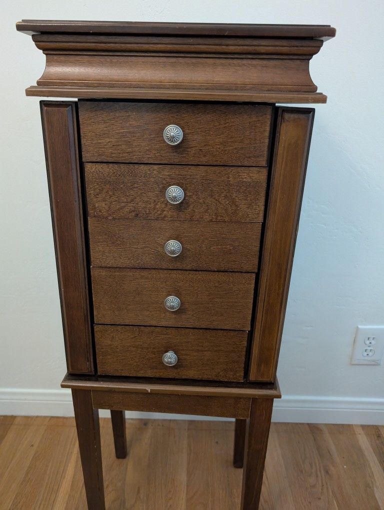 Wooden Jewelry Armoire $20