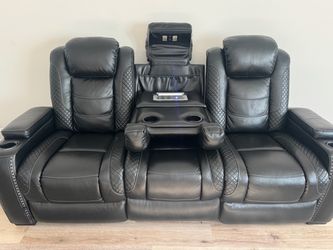 Black Faux leather power recliner sofa