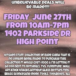 Emergency Moving Sale/ YARD Sale Everything Must Go 1402 Parside Dr 6/27 10am-7pm