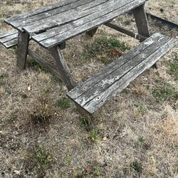 Vintage Picnic Table - Rustic Yard Decor