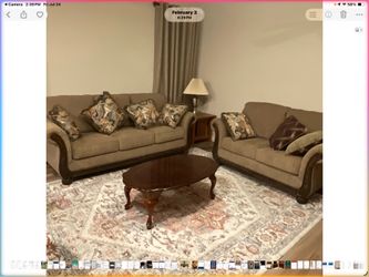 sofa with loveseat, coffee table and stand