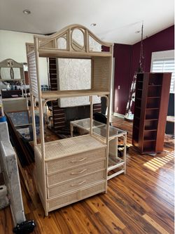 Rattan and wicker shelve/ hutch