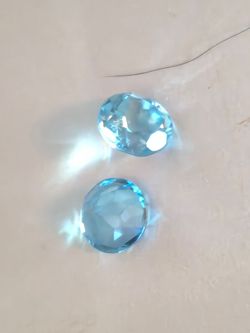 Pair of Blue Faceted Crystal Gems