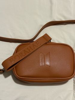 Borahae BTS Tan Crossbody Camera Bag
