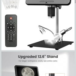 JL210 10.1" Digital Microscope for Adults, Coin Magnifier Microscopes Full View for Error Coins, Soldering Electronics Microscopes Camera, 8 LED, 12.6