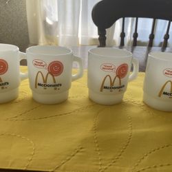 Mugs -4  Vintage McDonalds  Fire King Milk Glass Vintage Mugs