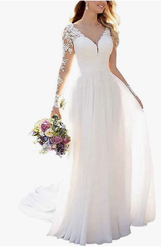 Wedding Dress Vneck Plus Size