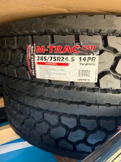 Commercial Oversized Tire Mastertrack 285/75R24.5 14PR Tubeless New