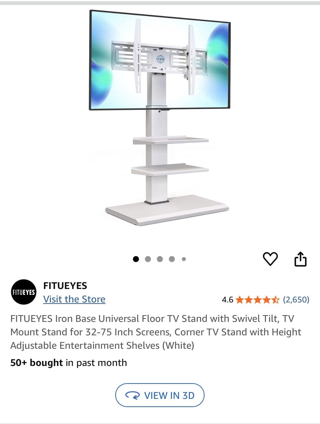 Modern Freestanding TV Stand with Adjustable Shelves – White