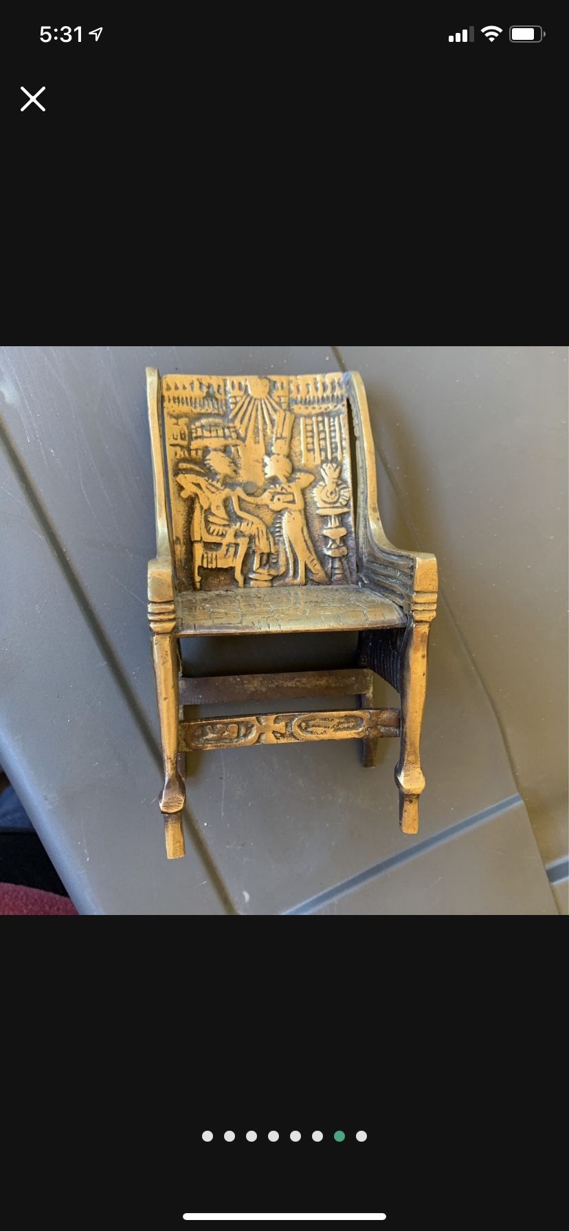 Vintage Egyptian King Tut Miniature Chair Heavy Brass