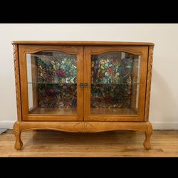 Antique Elegant Glass Cabinet Solid Wood  40x29x13