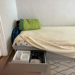Grey Twin Bed With Drawers