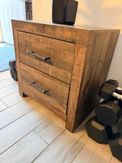 One  Wood Nightstand with Metal Handles