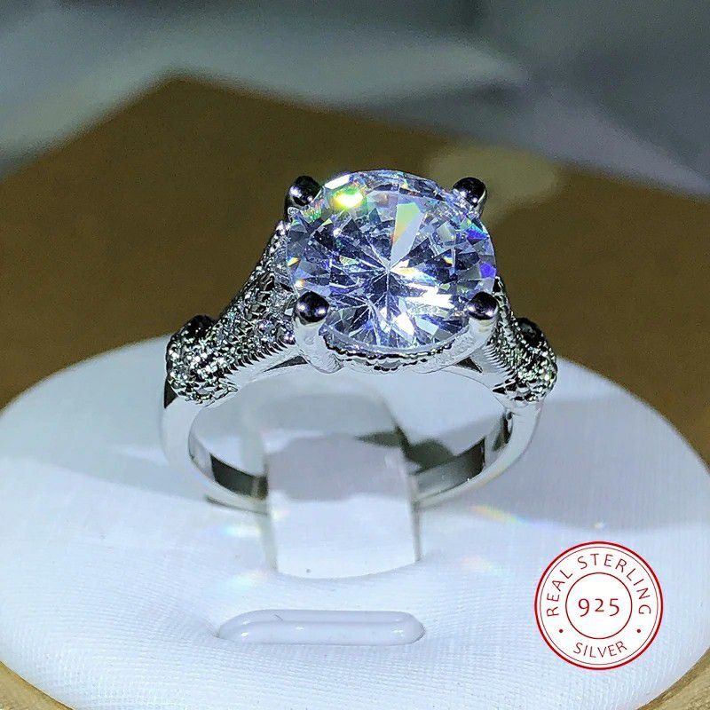 925 Sterling Silver Cubic Zirconia Engagement Ring  